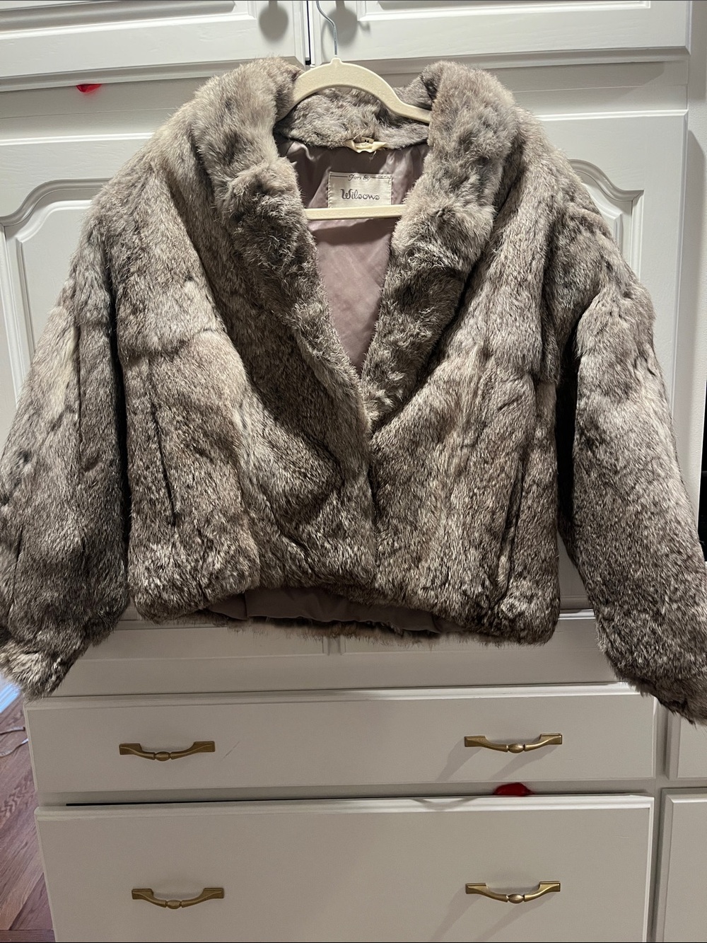 Cropped Gray Rabbit Fur Coat